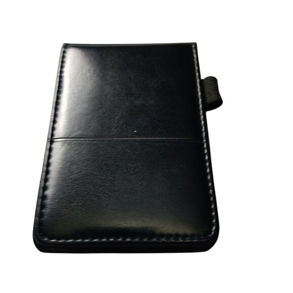 LEEDS Black Notepad Notebook Cover Leather Pen Slot Office Career Classic - Picture 1 of 4